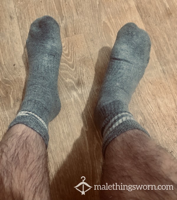 Worn Grey Socks Sweat  Builder Boys