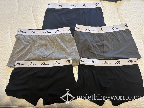 Worn ‘MAN’ Boxer Trunks - Assorted Colours, Size M (Tight Fit)
