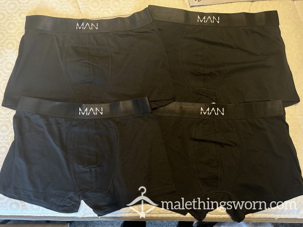 Worn ‘MAN’ Boxer Trunks - Black, Size M (Tight Fit)