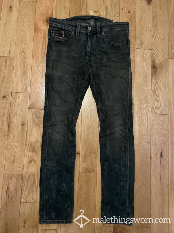 Worn & Used Diesel Dark Blue Skinny Jeans With Crotch Hole - Ready To Be Torn Apart photo