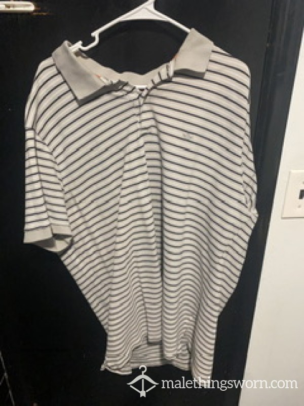 Worn Used Striped Collared Polo