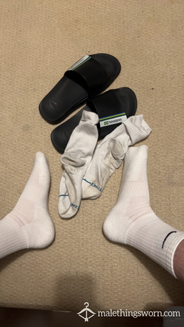 Worn White Branded Socks