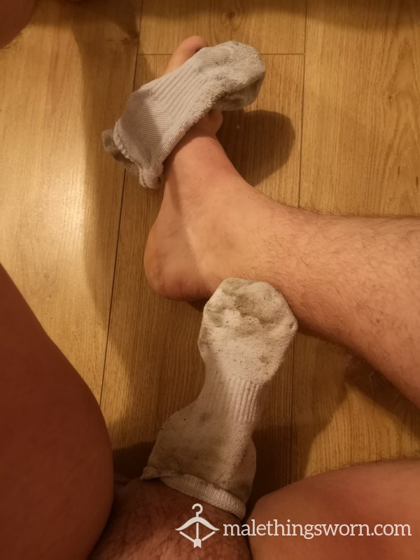 Worn White Socks Used For Cycling And Exercise