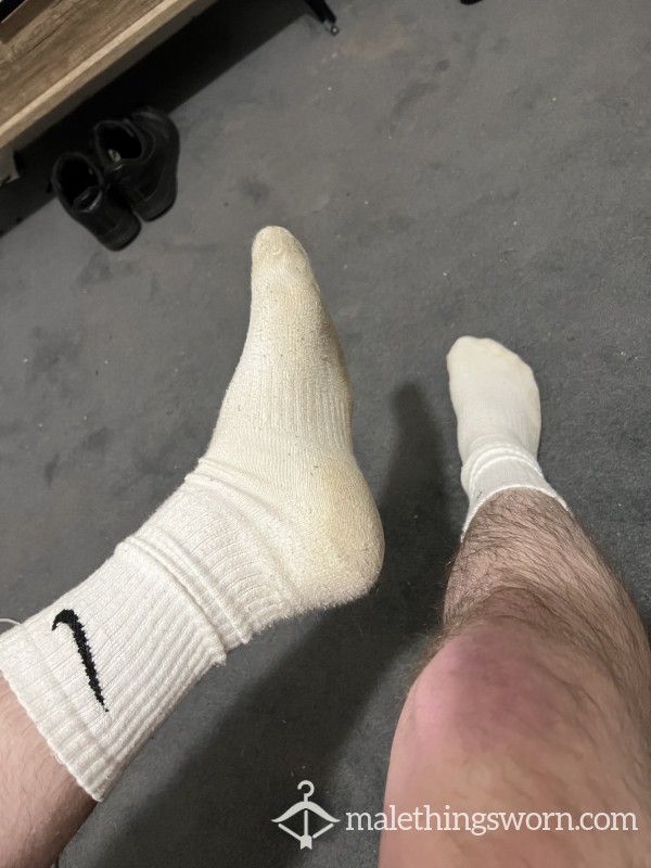 X2 Week Worn White Nike Gym Socks