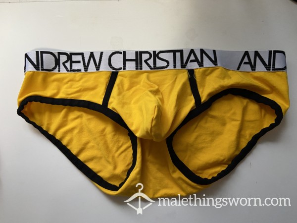 XL Yellow Andrew Christian Briefs (35-38 In / 89-96 Cm)