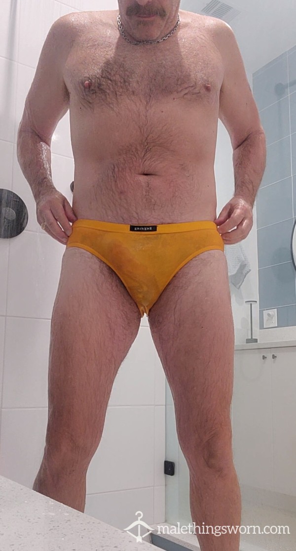 Yellow Cotton Low Rise Briefs